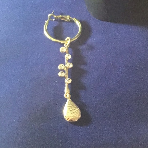 Gold Small Hoop Drop Earrings New - Picture 2 of 3